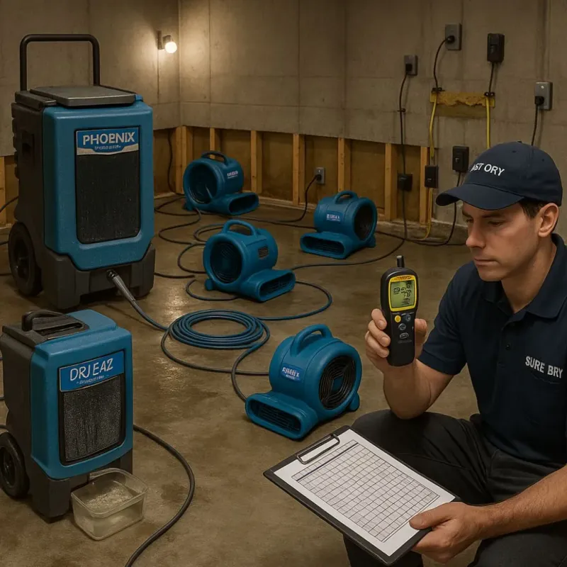 Structural Drying and Dehumidification process in East Wenatchee Bench, WA